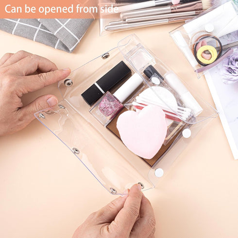 3 Pack Transparent Cosmetic Bags, Different Size Portable Waterproof PVC Makeup Cases Organizers Pouch Carrying Accessories for Lipstick Facial Cl...