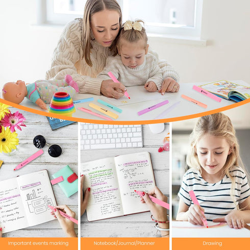 Bible Highlighters and Pens No Bleed, 12 Pcs Pastel Highlighter Set and Ballpens (Black Ink), No Bleed Highlighters for Bibles Study Journaling Sc...