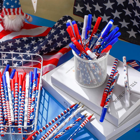 Eaasty American Flag Pens Bulk Patriotic USA Gel Ink Pen Independence Day Pen Stars Stripes Ballpoint Pens for Home School Office Supplies 4th of ...