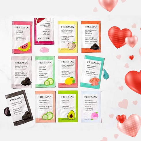 FREEMAN Face Mask Gift Set, Valentine's Day Gift, Limited Edition 12 Days of Glow Facial Mask Kit, Beauty Skincare Facial Treatment Face Masks, Tr...