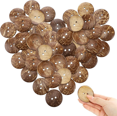 20 Pcs 2 Inches Coconut Shell Buttons Coconut 2 Holes Button Sewing Buttons for Shirt DIY Crafts Decorations...