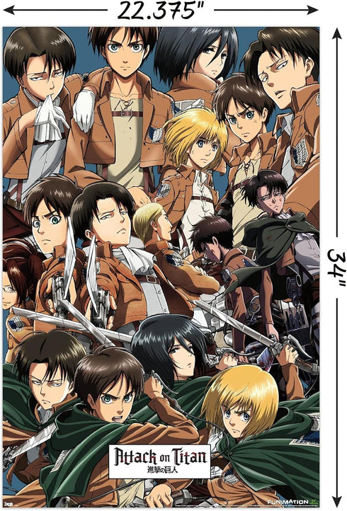 Trends International Attack on Titan - Collage Wall Poster, 22.375" x 34", Poster & Mount Bundle...