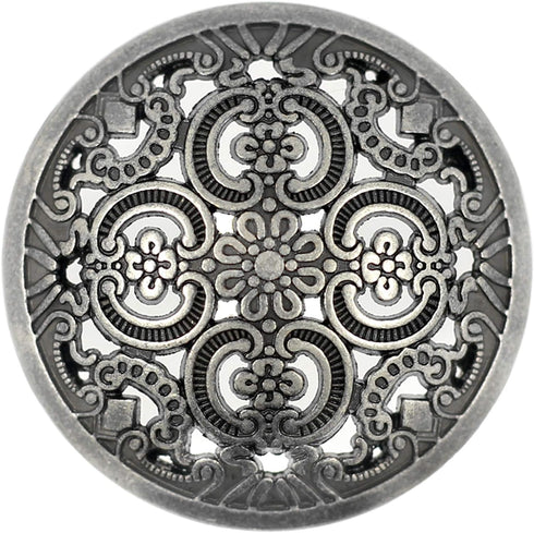 Bezelry 8 Pieces Flowery Engraving Openwork Domed Gray Silver Metal Shank Buttons. 30mm (1-3/16 inch)...