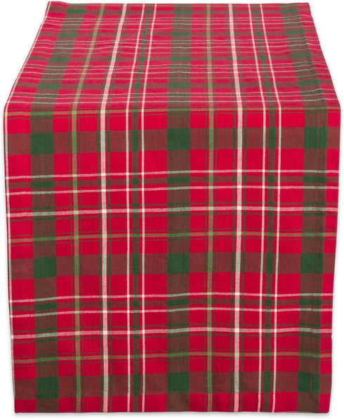 DII Holiday Dining Table Linen Collection Tartan Holly Plaid, Christmas Table Runner, 14x108, Red & Green...