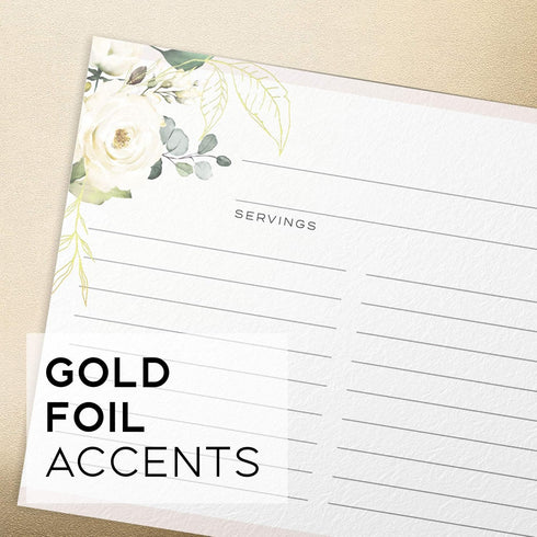 50 Floral Recipe Cards with Gold Foil from Dashleigh, 4x6 inches, Double-Sided...