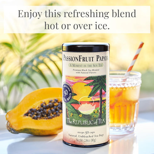 The Republic of Tea – PassionFruit Papaya Black Tea Bags, Naturally Caffeinated, 50 Servings...