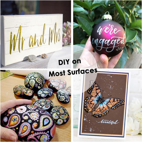 Dual Tip Metallic Marker Pens, Brush and Fine Point Pens for Black Paper, Rock Painting, Easter Egg, Halloween Pumpkin, Card Making, Metal, Cerami...