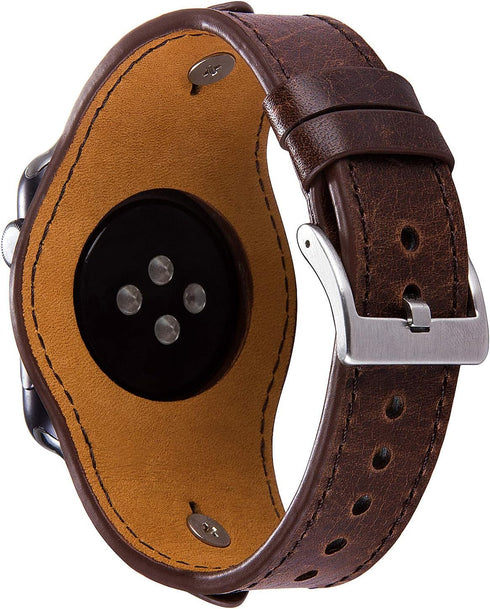 VIQIV Cuff Bracelets Bands For Compatible With Apple Watch 38mm 42mm 41mm 40mm 44mm 45mm Iwatch Series SE 7 6 5 4 3 2 1, Dressy Leather Metal Jewe...