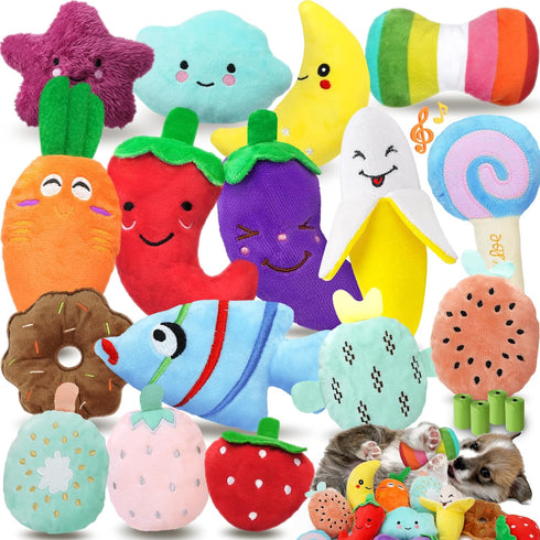 Charming Chorus-20 Pack Squeaky Dog Toys Set, Plush Puppy Toys with Irresistibly Cute Characters for Small Dogs, Interactive Dog Squeak Toys for D...