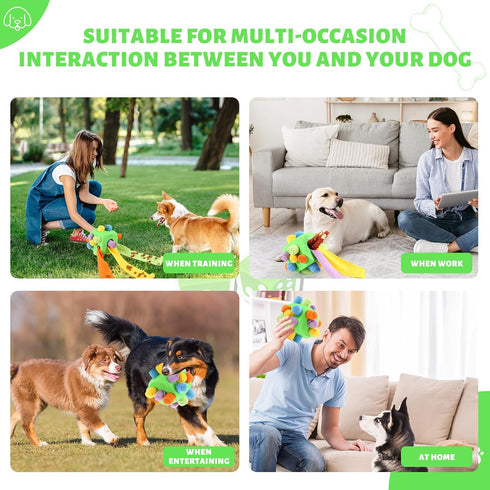 Yikko Interactive Snuffle Ball, Dog Chew Enrichment Toys, Treat Dispenser Slow Feeder Dog Puzzle Stimulation Toys for Small Medium Large Dogs, dic...
