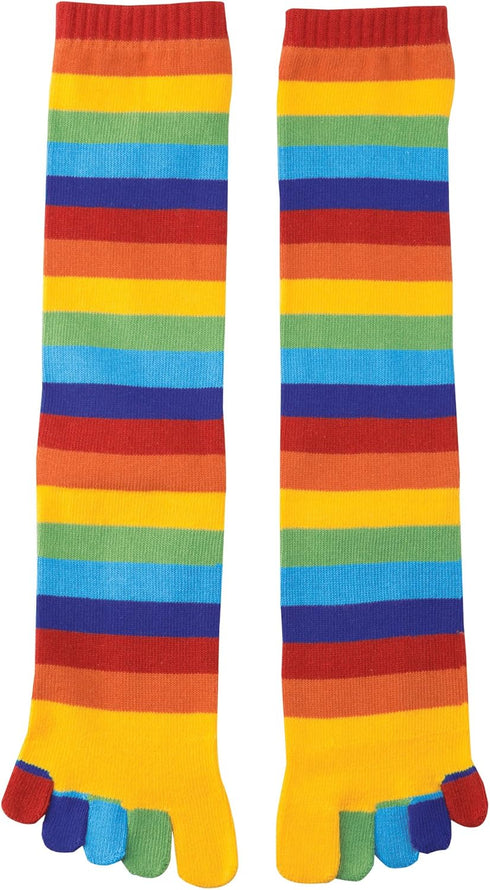 The Paragon - Rainbow Striped Toe Socks Pair – Colorful Striped Pattern Comfort Novelty Style Footwear...