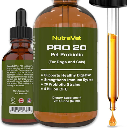 Probiotics for Dogs and Cat Probiotics - 120 servings (1/2ml). 100% Natural Digestive Enzymes for Gas Relief and Healthy Digestion. Prebiotics via...