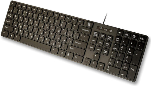 USB Keyboard with Russian English (Cyrillic) Letters/Characters- Full Size Slim Desktop Design...