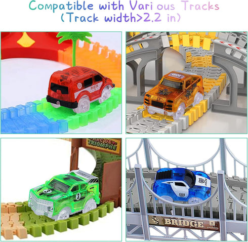 Tracks Cars Magic,Light Up Magic Toy Race Cars Glow in The Dark Toy Cars Gifts for 3 4 5 6 7 8 Kid,Boy&Girl with 5 LED Flashing Light Battery Oper...