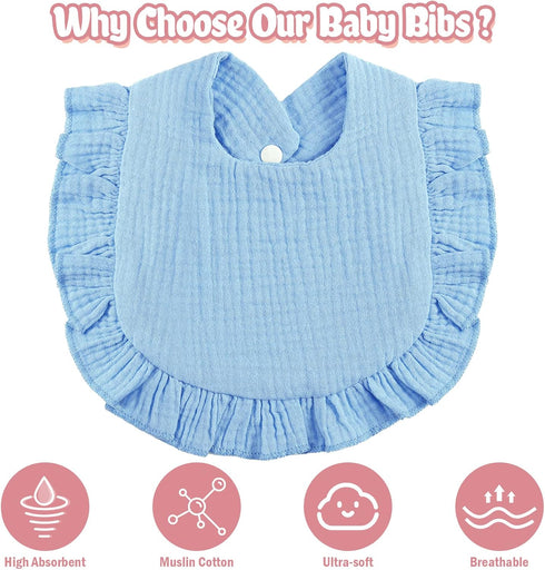 12 Piece Baby Muslin Bibs Bandana Drool Bibs for Boys and Girls Soft Adjustable Baby Bibs Cotton Teething and Drooling Bibs for Baby Toddler Infan...