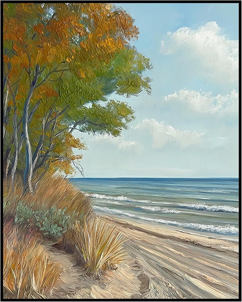 Posterizer 1 pcs-coastal landscape in classic oil painting style 3-Collectibles & Fine Art-Landscape & Nature Art-Gift for Men Women Teens- unfram...