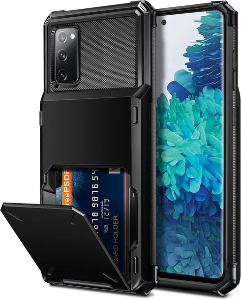Vofolen for Galaxy S20 FE 5G Case Wallet Credit Card Holder 4-Card Slot Hidden Back Pocket Dual Layer Hybrid Rugged Rubber Bumper Protective Hard ...