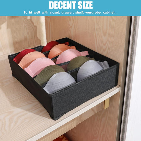 Boudar Black Foldable Dresser Drawer Organizers Underwear Organizer Dividers?5 Cell Foldable Storage Boxes Drawer under Cabinet Organizer for Bra,...