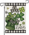 Happy St Patricks Day Garden Flags for Outside Decoration, Buffalo Plaid with lucky Shamrock Hat Small Yard Flag, Seasonal Irish Celebration Farmh...