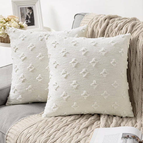 MIULEE Set of 2 Decorative Throw Pillow Covers Rhombic Jacquard Pillowcase Soft Square Cushion Case for Cute Couch Sofa Bed Bedroom Living Room, 2...