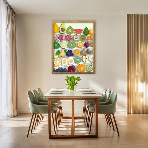 Posterizer 1 pcs-colorful healthy fruits retro drawing style design poster 2-Kitchen & Bar Art-Retro Art- Art for Cafe, Restaurant, Coffee Bar - u...