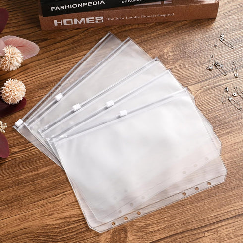 12PCS A5 Binder Pockets,6 Holes Budget Cash Envelopes for Budgeting, Clear Plastic Zipper Pouch for A5 Budget Planner Binder,Money Organizer...