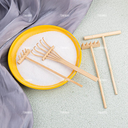 AUEAR, 4 Pack Mini Sand Rake Zen Garden Bamboo Rakes for DIY Garden Desktop Decor 4 Styles...