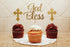 JeVenis 25 PCS Glittery Gold Bless this Child Cross & Cake Toppers - Baptism Cupcake Decorations...