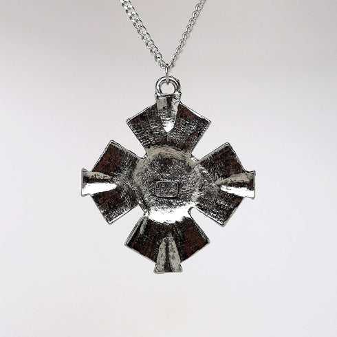 Medallion with Red Cabochon Medieval Renaissance Silver Finish Pendant Necklace...
