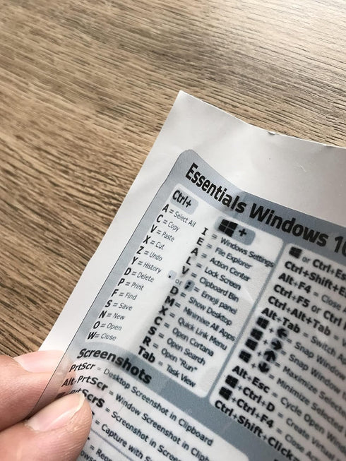 Sticker Master Windows 10/11 Reference Keyboard Shortcut Sticker - Clear Vinyl no-Residue Adhesive, for Any PC Laptop or Desktop...
