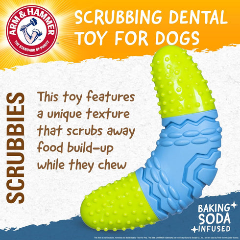 Arm & Hammer for Pets Scrubbies Boomerang Chew Toy for Adult Dogs Infused with Baking Soda - Durable Teething Toy with Unique Shape for Fetch & Ch...