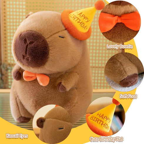 Cute Happy Birthday Capybara Plush Soft Capybara Stuffed Animal Kawaii Capybara Plushie Stuffed Toys Gift for Kids 13 inch...