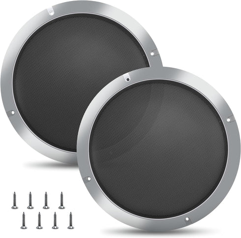 8'' Speaker Grill Cover 2 Packs 8 Inches Steel Mesh Speaker Subwoofer Grille Grill with 8 Screws- Silver...