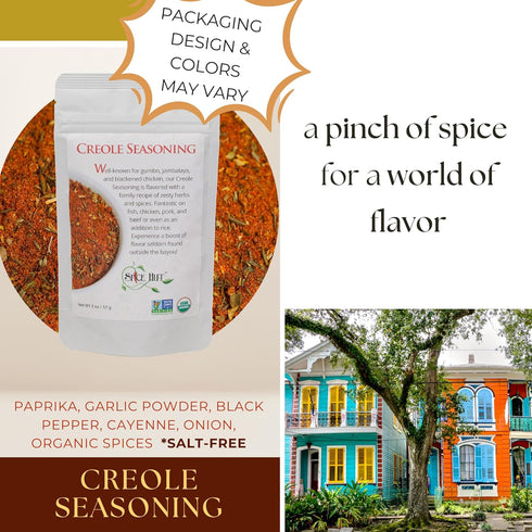Spice Hut - Creole Seasoning Organic, Salt-Free, Louisiana Dry Rub Spice Mix for Cooking Flavorful Jambalaya, Gumbo, BBQ, Southern-Style Food / Al...