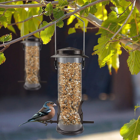 MIXXIDEA Wild Bird Feeders for Outdoors Hanging 2 Pack Stainless Steel Tube Bird Feeder Squirrel Proof, Finch Feeder for Garden Backyard Decoratio...
