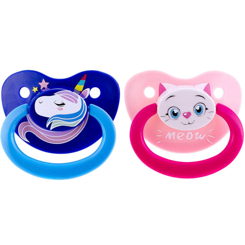 J&Or The Classic Original Adult Sized Pacifier Dummy 2 Units - Delighted Unikorn & Snuggly Cat...