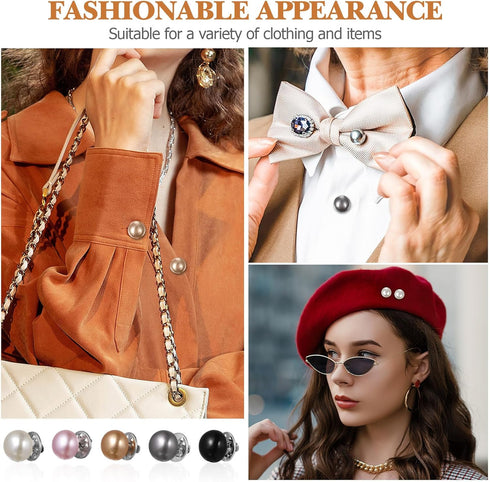 VILLCASE Women Shirt Brooch Pins: 25pcs Pearl Cover Up Button Pin Safety Brooch Buttons - No Sew Metal Tie Tacks Clips for Clothing Dress Supplies...