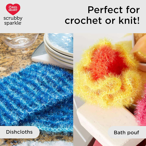 Red Heart Scrubby Sparkle Watermelon Yarn - 3 Pack of 85g/3oz - Polyester - 4 Medium (Worsted) - 174 Yards - Knitting/Crochet......