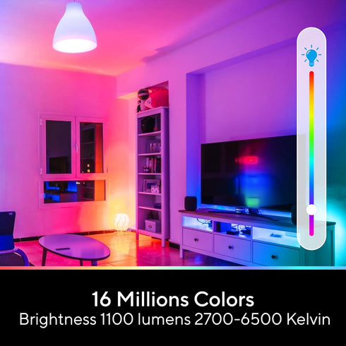 Smart Light Bulbs, 1100 Lumen, 90+CRI WiFi Mesh & Bluetooth Color Changing A19 Light Bulb, 16 Million DIY Colors RGB Light Bulbs, Work with Alexa,...