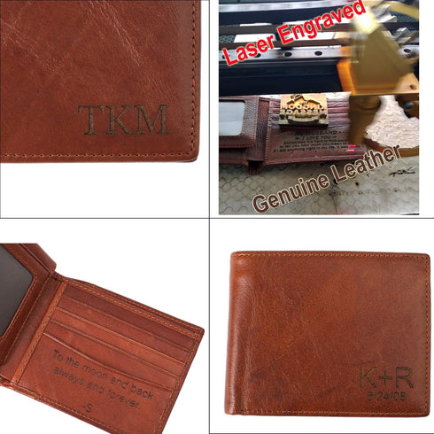 Personalized Mens Wallet, Leather Wallet Bifold RFID Personalized Gifts for Men (01# Husband)...