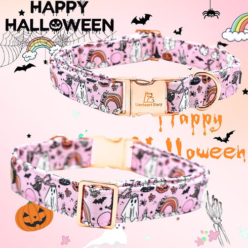 Lionheart glory Halloween Dog Collars Fall Dog Collar Pink Bowtie Girl Boy Pet Collar Dogs Pumpkin Collar Bows Duty Adjustable Dog Bow Collars for...