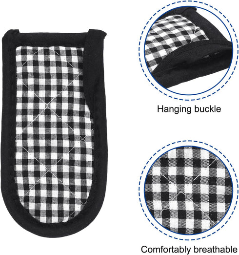uxcell 2Pcs Pan Handle Sleeve, Pot Handle Covers Heat Resistant Iron Skillet Handle Covers for Kitchen Baking Cooking Supplies, Black White 3.1 in...