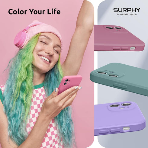 SURPHY Square Design for iPhone 11 Case with Camera Protection, Straight Edge Slim Design, Liquid Silicone Phone Case for iPhone 11 6.1 inches, Pi...