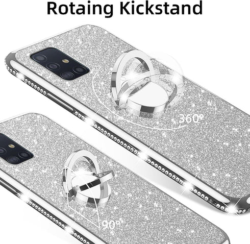 nancheng for Samsung Galaxy A51 5G Case(Not 4G), Phone Case for Galaxy A51 5G 6.5" Girls Women Glitter Cute Soft TPU Cover with Ring Kickstand Str...
