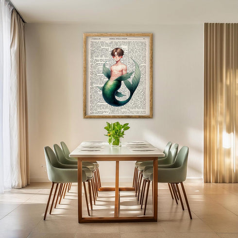 Posterizer 1 pcs-Cute Merman Dictionary Wall Art-Abstract & Modern Art-Movie & Cinema Art-Gift for Girls, Teens-Decor for nursery toddlers kids ro...