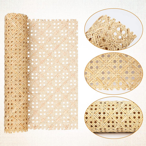 SAVITA Cane Rattan Webbing Roll, 13.7inch x 3.28ft inch Woven Open Mesh Cane Natural Rattan Webbing Rattan Webbing for Caning Projects Wide Rattan...