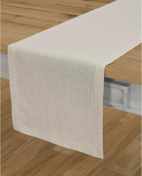 Solino Home Linen Table Runner 48 Inches - 100% Pure Linen Light Natural Table Runner 14 x 48 Inch Ideal for Dresser and Coffee Tables - Summer, F...