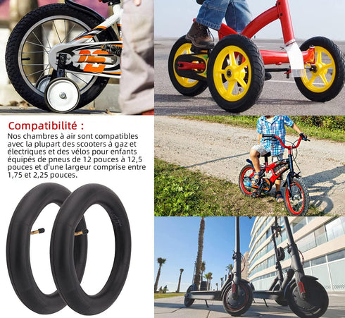 (2-Pack) 12" (12 1/2 x 2 1/4) Thicker Inner Tubes for Electric Scooters and Mini Bikes, Compatible with 12.5x2.25-12x2.125 Inflatable Tires (Inclu...