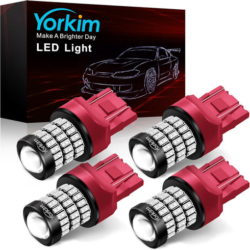 Yorkim 7440 LED Bulb Red 7443 led brake lights bulb with Projector 7441 7444 W21W T20 led bulb Replacement Lamp for brake lights tail lights turn ...