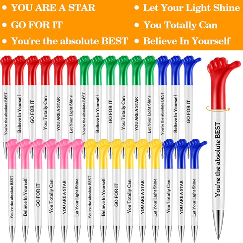 30 Pieces Inspirational Quotes Thumbs up Pens Motivational Messages Pen Teachers Appreciation Hand Gesture Pens Encouraging Presents for Appreciat...